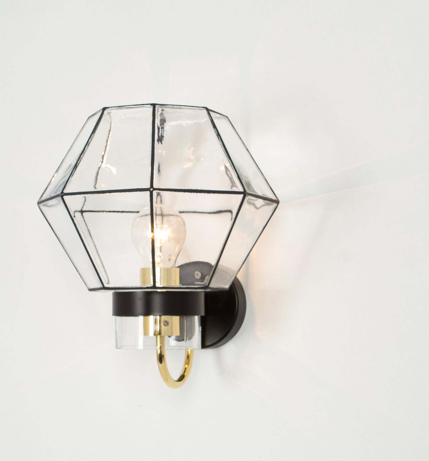 Pair Of Wall Lights Sconces Iron Glass By Limburg, Germany, 1960s photo furniture