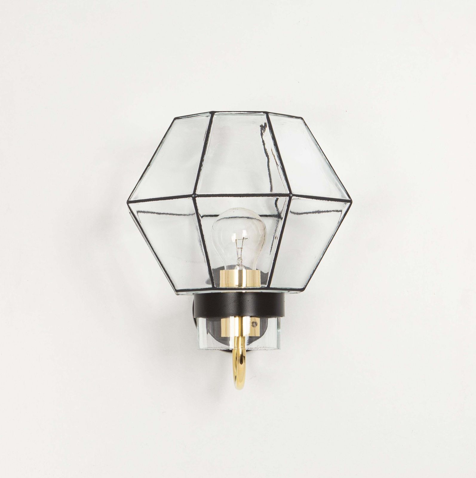 Pair Of Wall Lights Sconces Iron Glass By Limburg, Germany, 1960s photo for sale