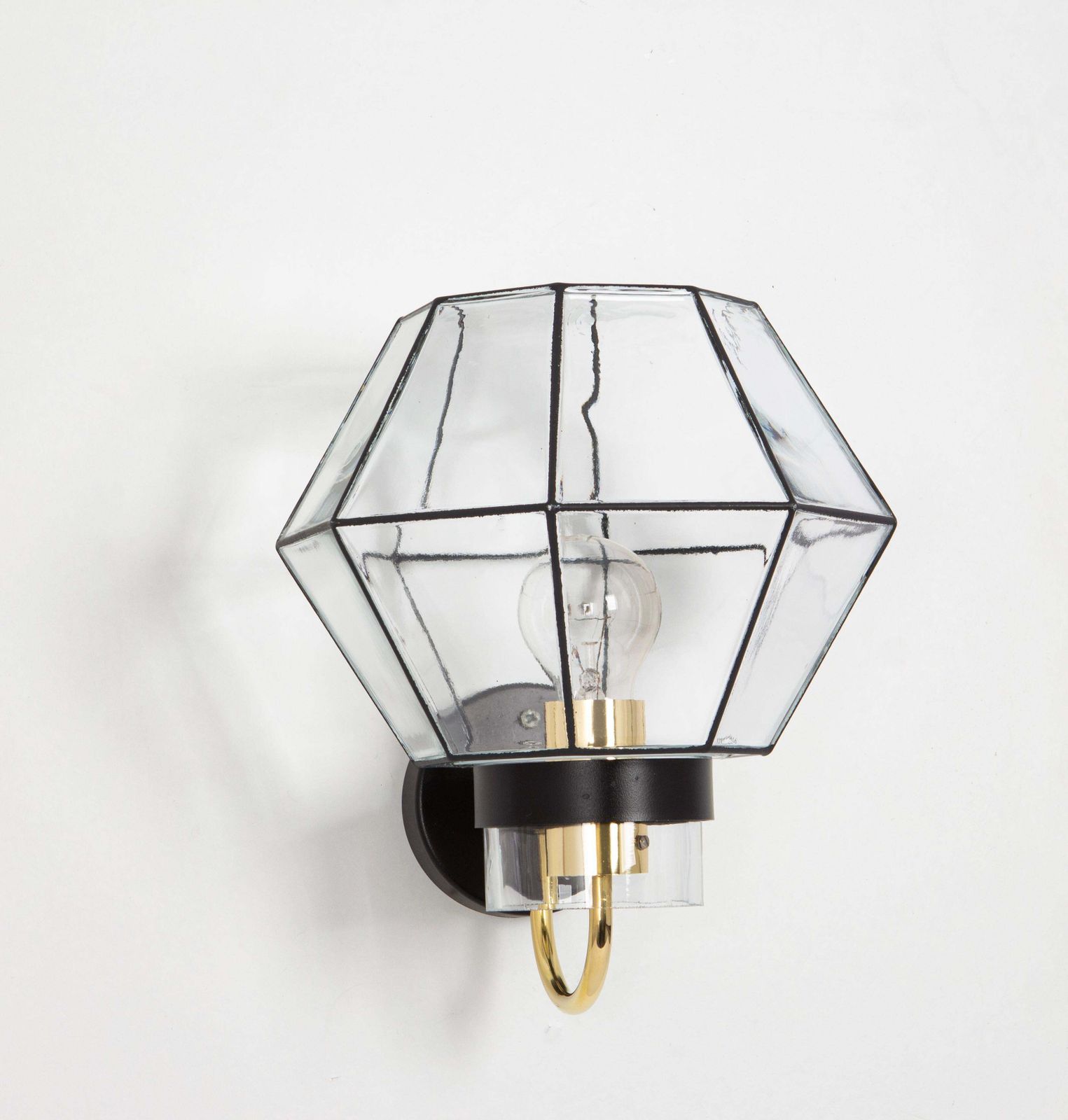 Pair Of Wall Lights Sconces Iron Glass By Limburg, Germany, 1960s photo Lighting