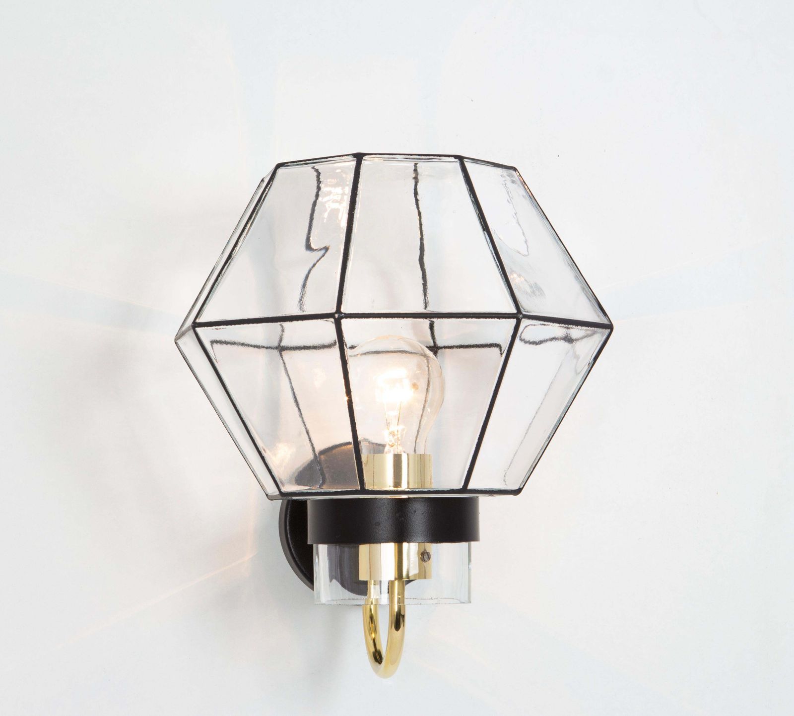 Pair Of Wall Lights Sconces Iron Glass By Limburg, Germany, 1960s photo 1016.0