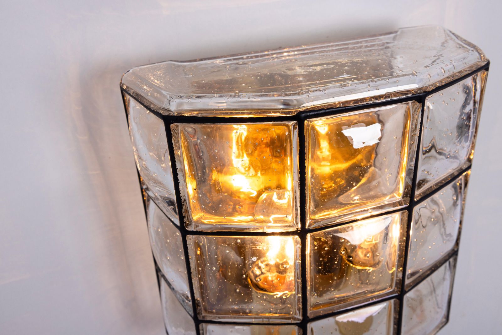 Pair Of Wall Lights Sconces Iron Glass By Limburg, Germany, 1960s photo vintage
