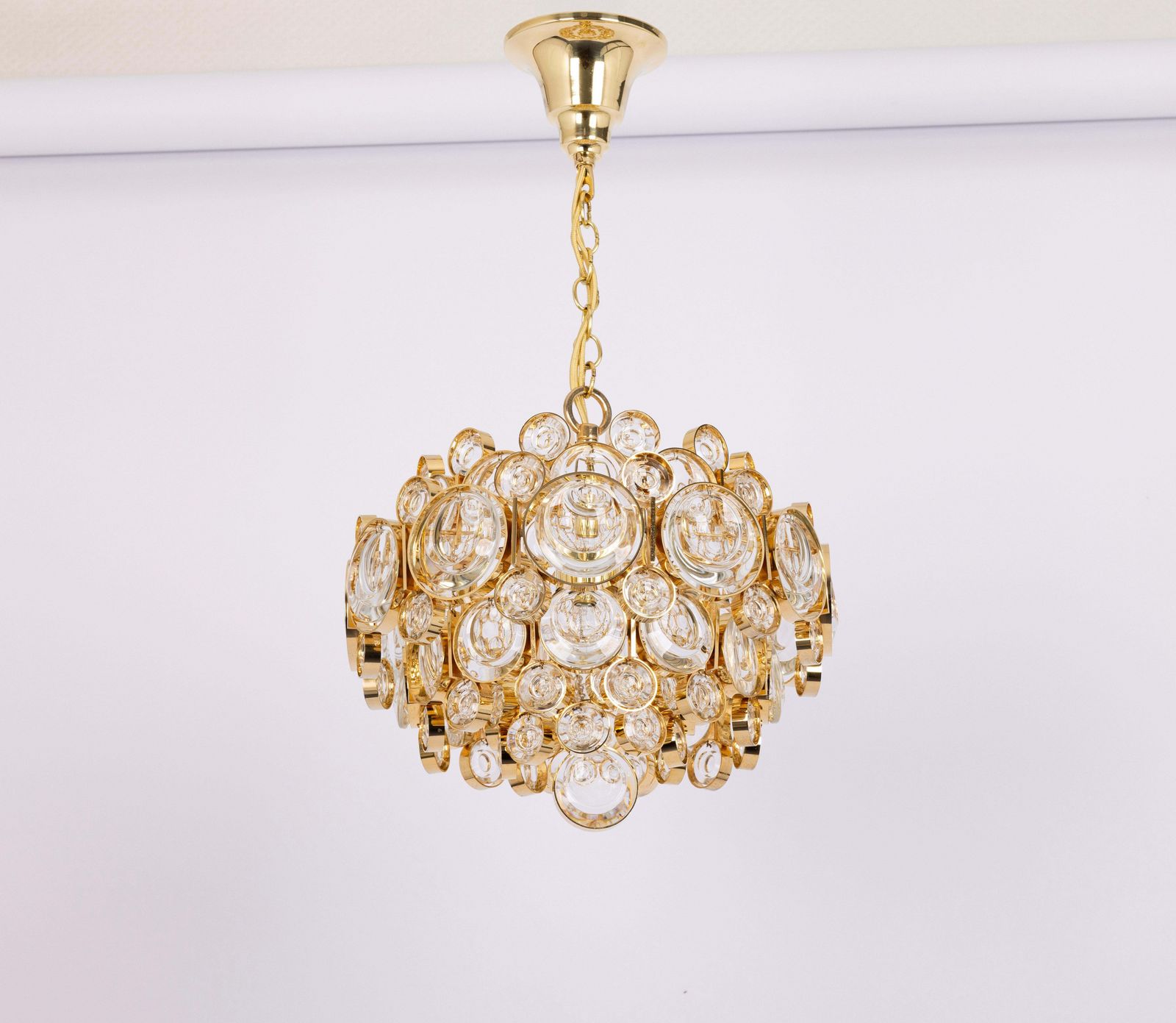 1 Of 3 Petite Gilt Brass Chandelier, Sciolari Style By Palwa, Germany, 1970s photo furniture