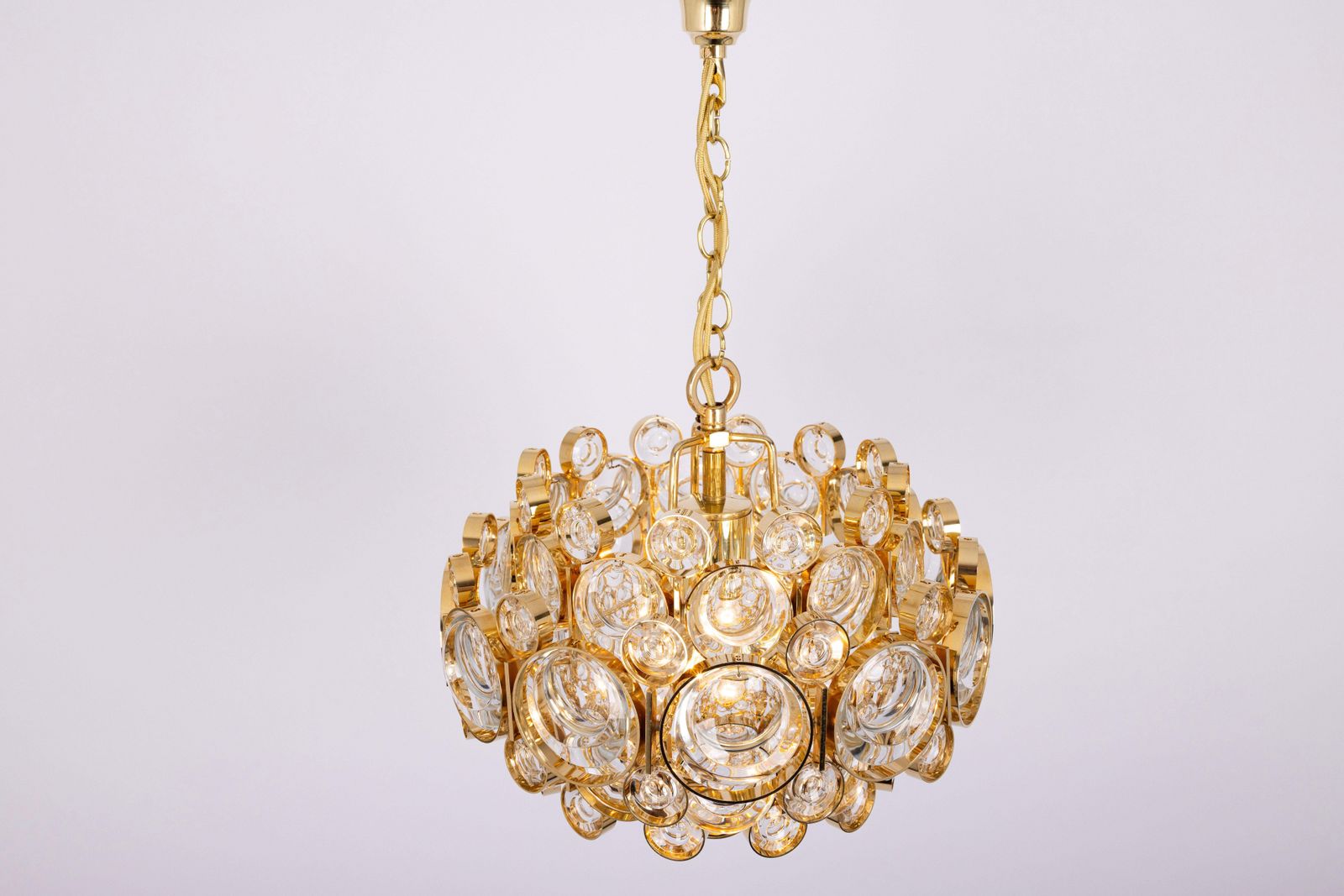 photo furniture 1 Of 3 Petite Gilt Brass Chandelier, Sciolari Style By Palwa, Germany, 1970s
