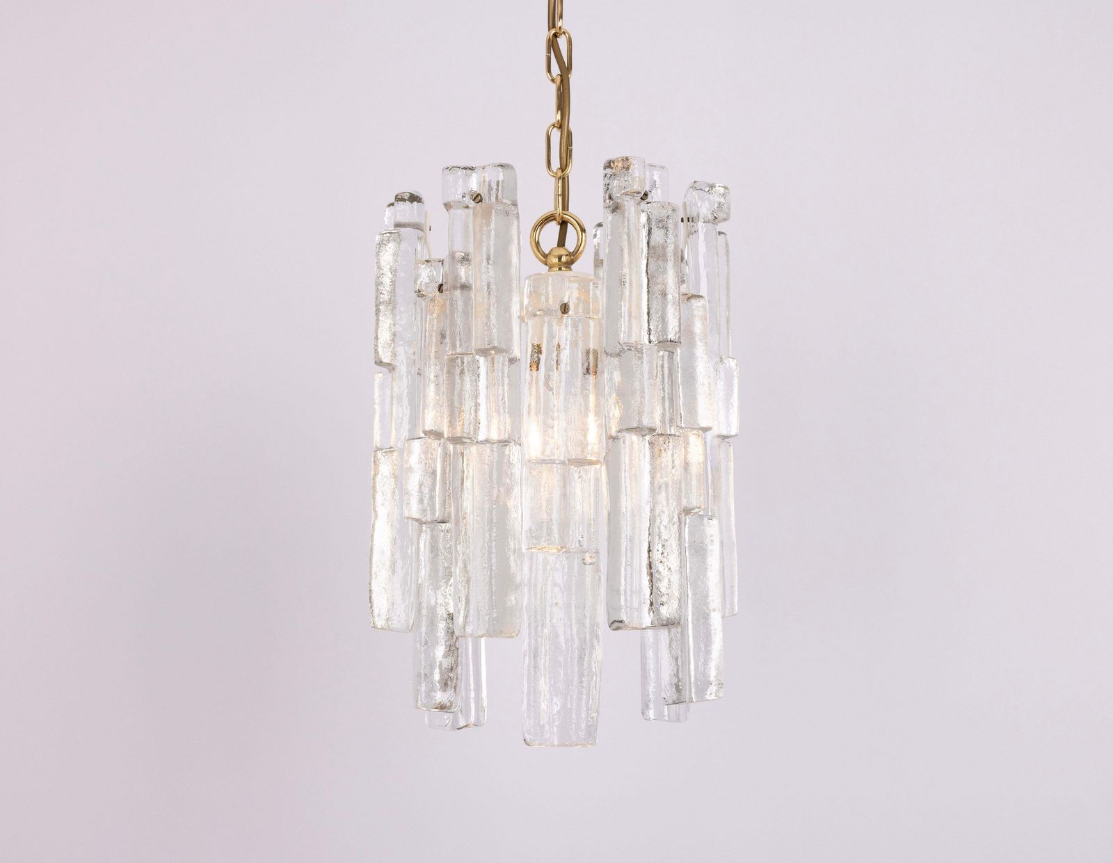 1 Of 8 Rare Murano Ice Glass Pendant Lights   Ruba, By Kalmar, Austria, 1970s photo vintage
