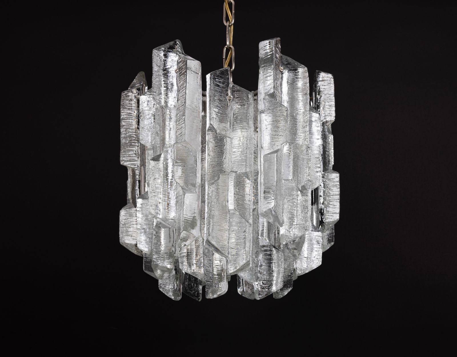 photo vinterior 1 Of 8 Rare Murano Ice Glass Chandelier Prisma, By Kalmar, Austria, 1970s