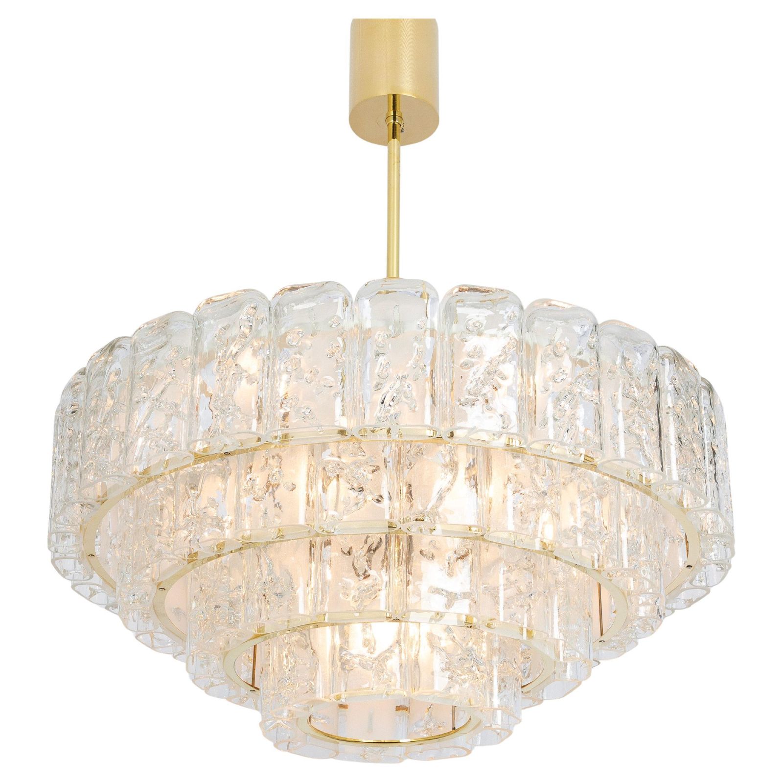 Large Doria Ice Glass Tubes Chandelier, Germany, 1960s