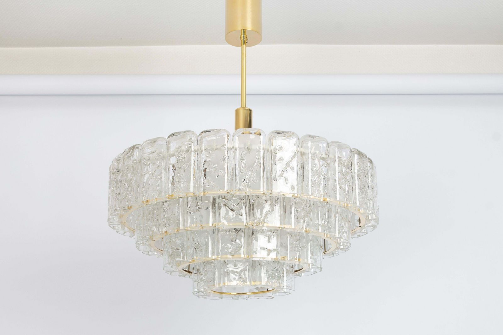 Large Doria Ice Glass Tubes Chandelier, Germany, 1960s photo for sale