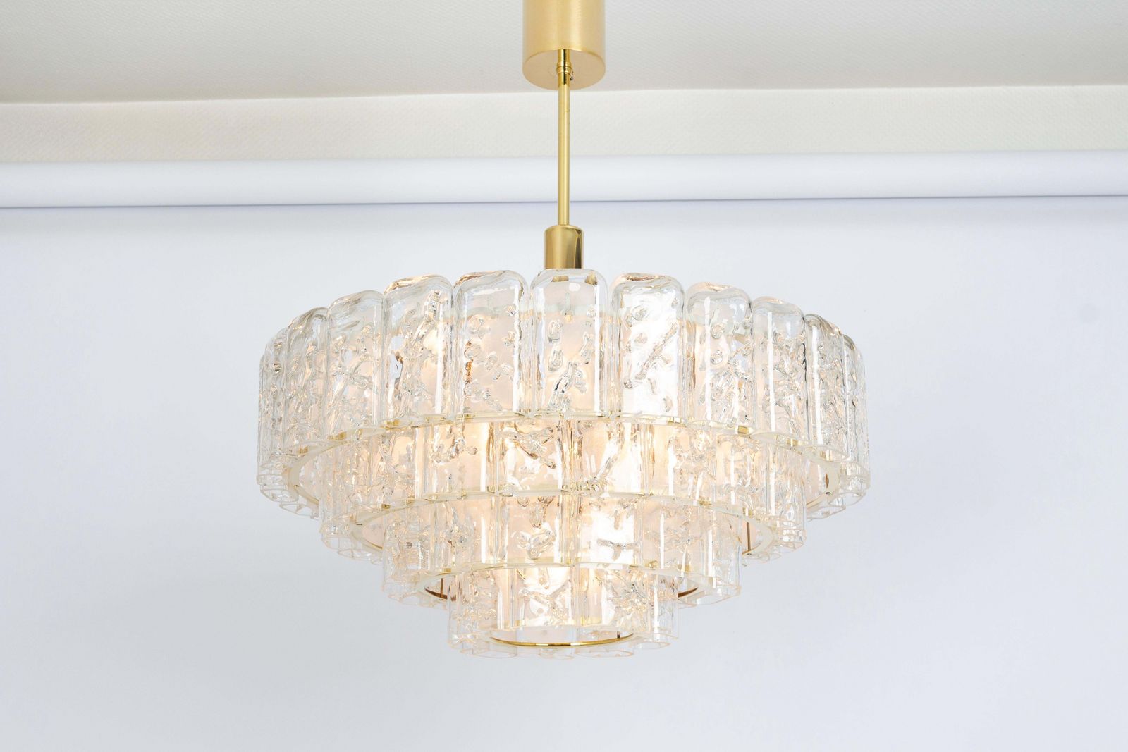 Large Doria Ice Glass Tubes Chandelier, Germany, 1960s photo Verlichting