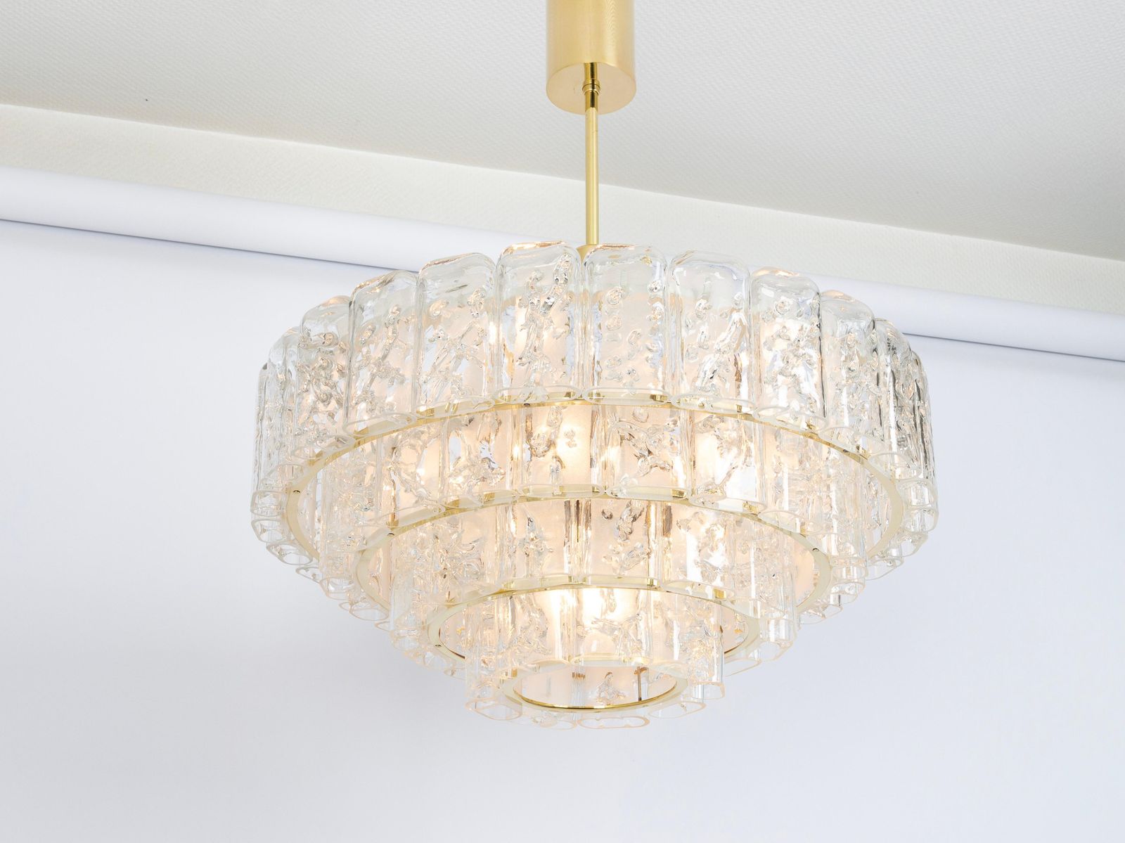 Large Doria Ice Glass Tubes Chandelier, Germany, 1960s photo vintage