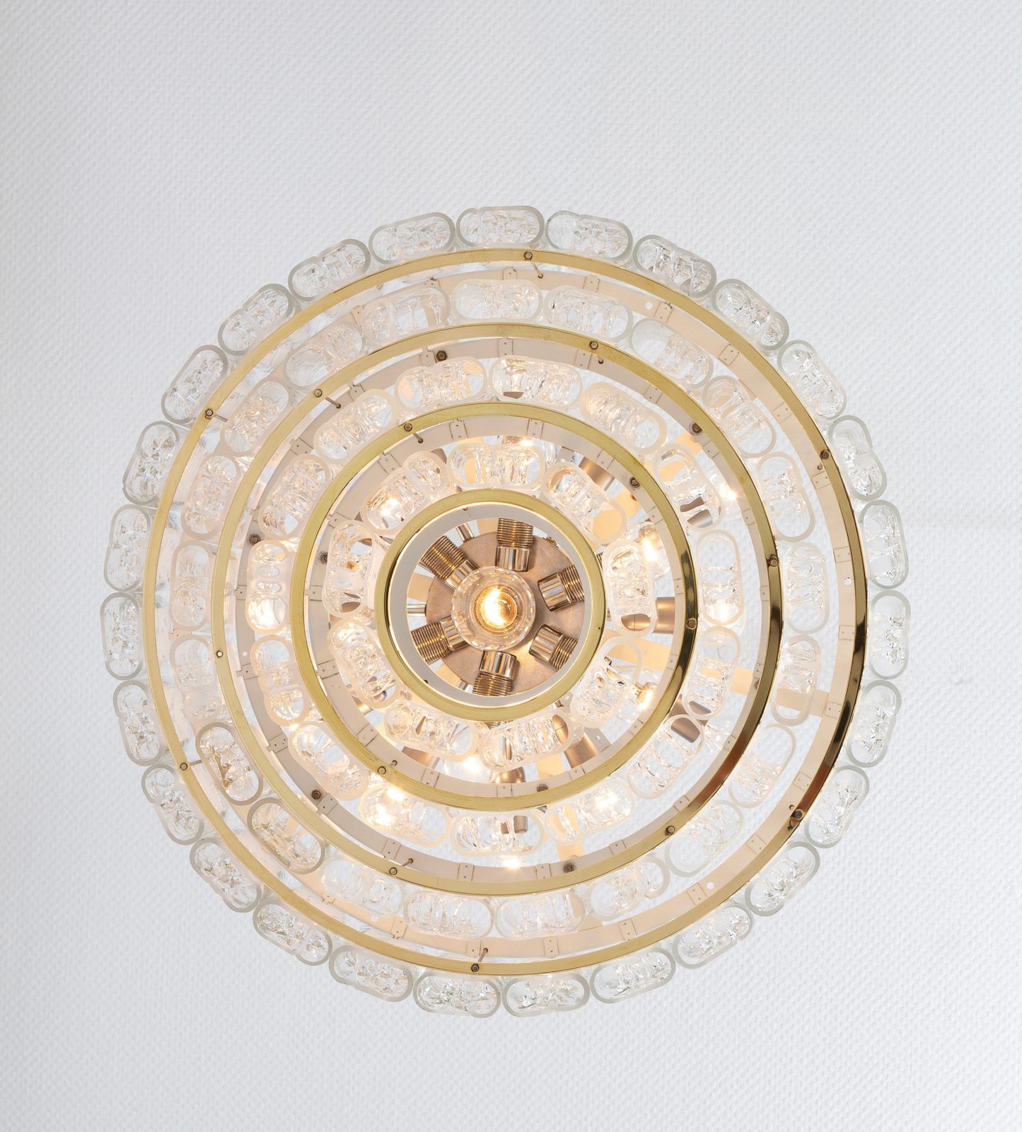 Verlichting Large Doria Ice Glass Tubes Chandelier, Germany, 1960s photo