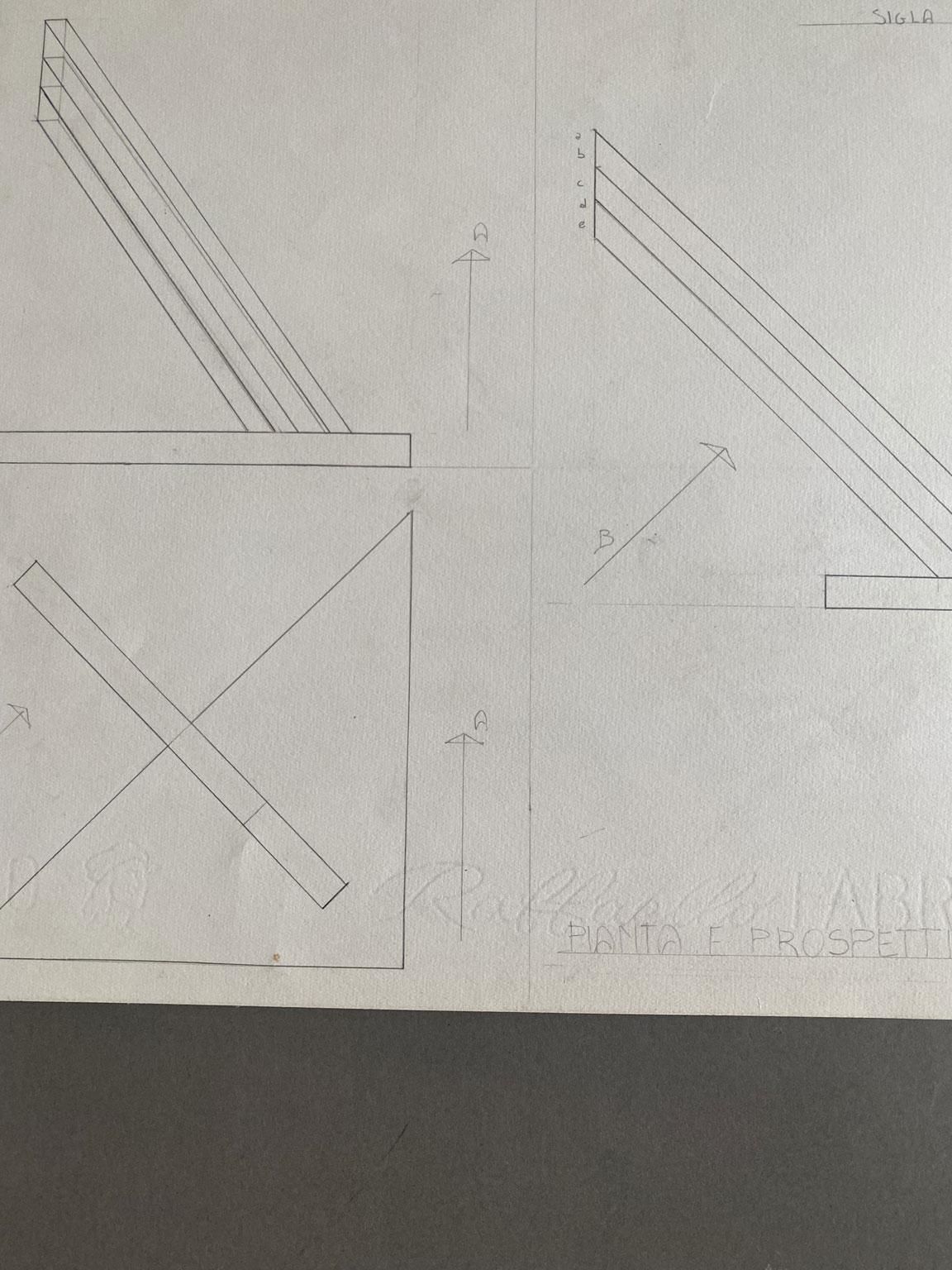 1973 Italy Edival Ramosa Pencil Drawing On Paper Multicolor Floor Lamp Project photo buy