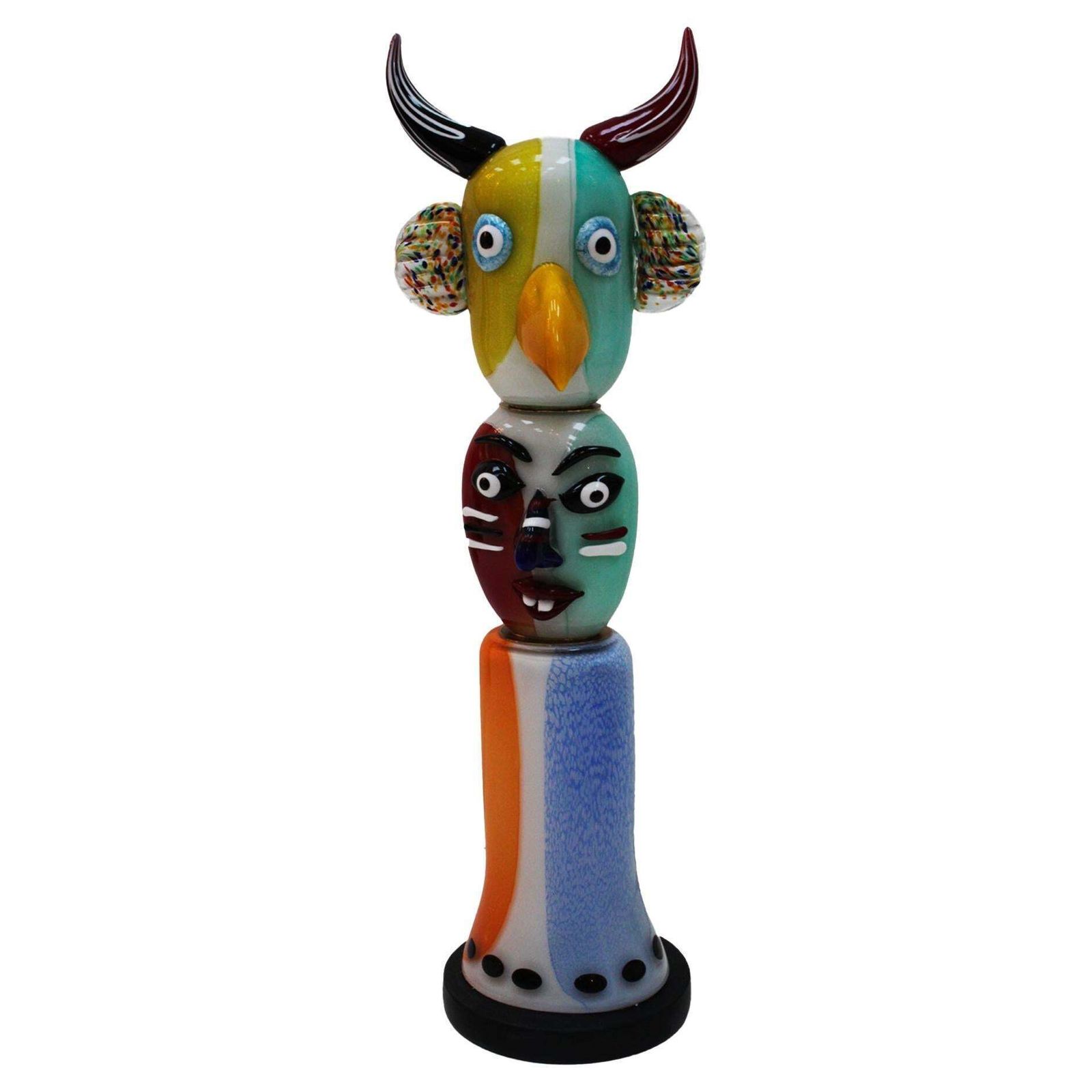 Mid Century Colored Murano Glass Sculpture By Alessandro Barbaro. Italy, 1970s