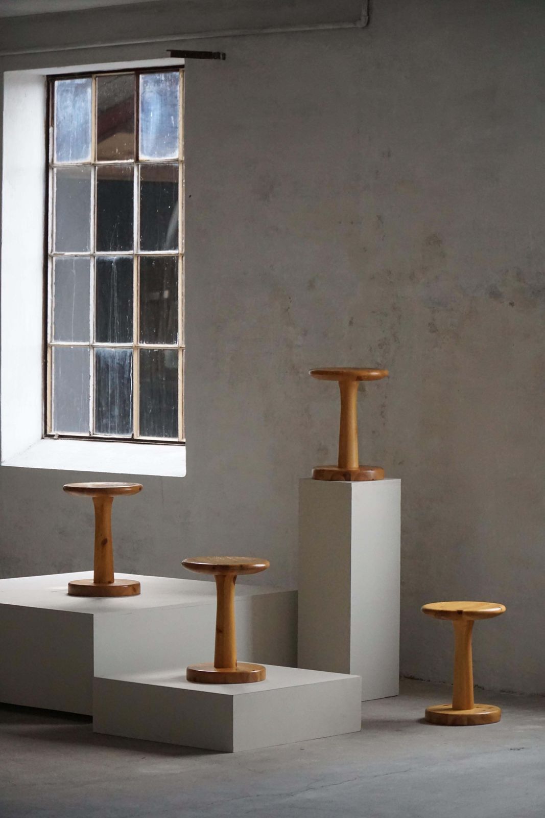 Danish Mid 20th Century, Set Of 4 Rainer Daumiller Pine Stools / Pedestals, 1970 photo Furniture