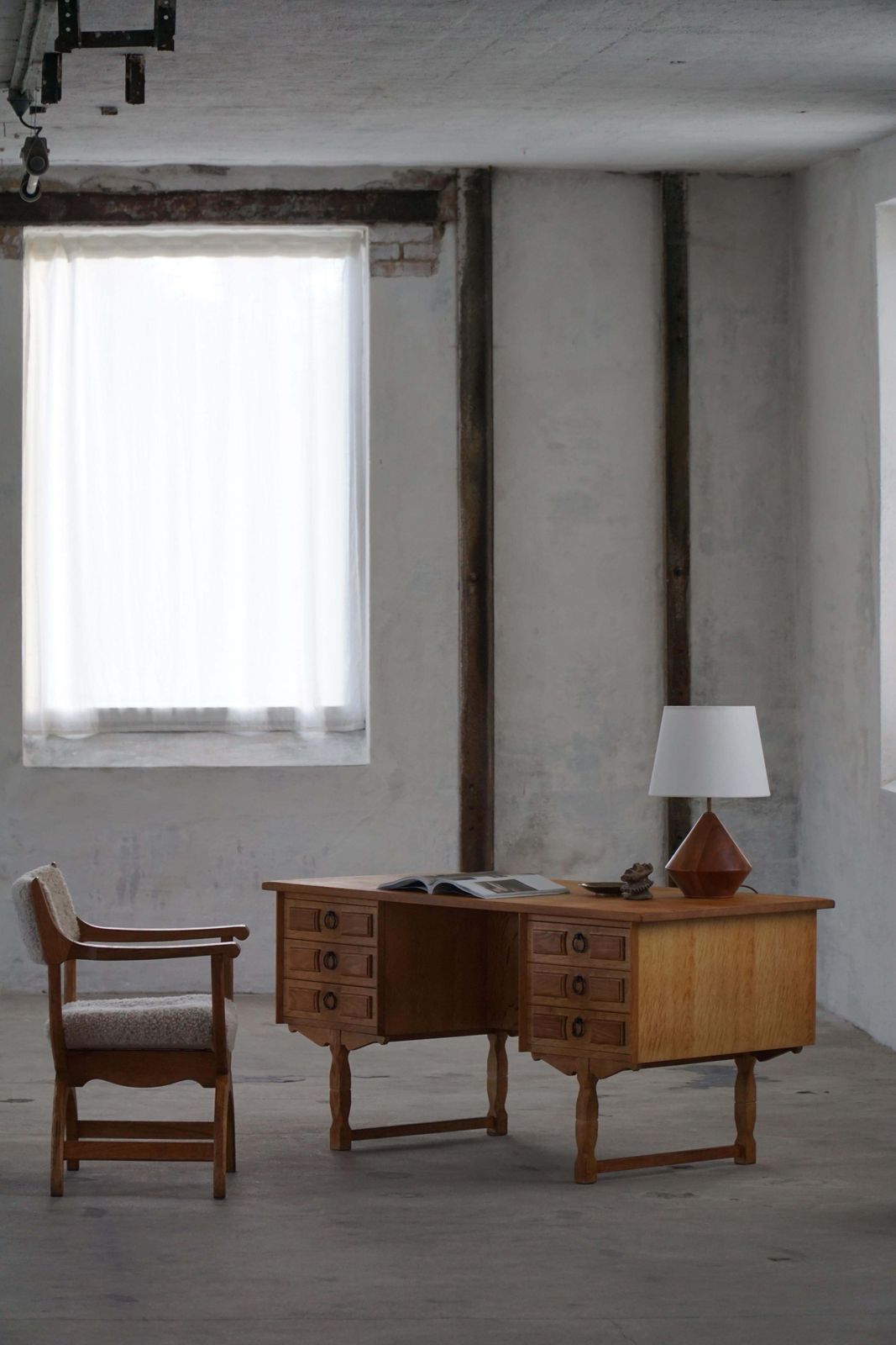 Mid 20th Century, Freestanding Oak Desk By Henning Kjærnulf, Denmark, 1960s photo furniture