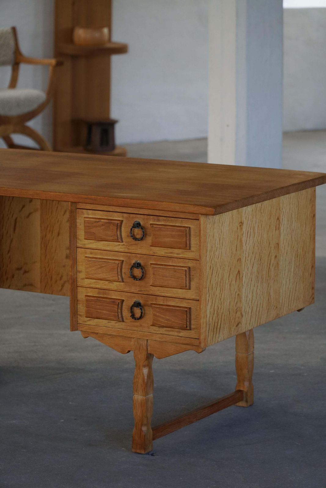 Mid 20th Century, Freestanding Oak Desk By Henning Kjærnulf, Denmark, 1960s photo Furniture