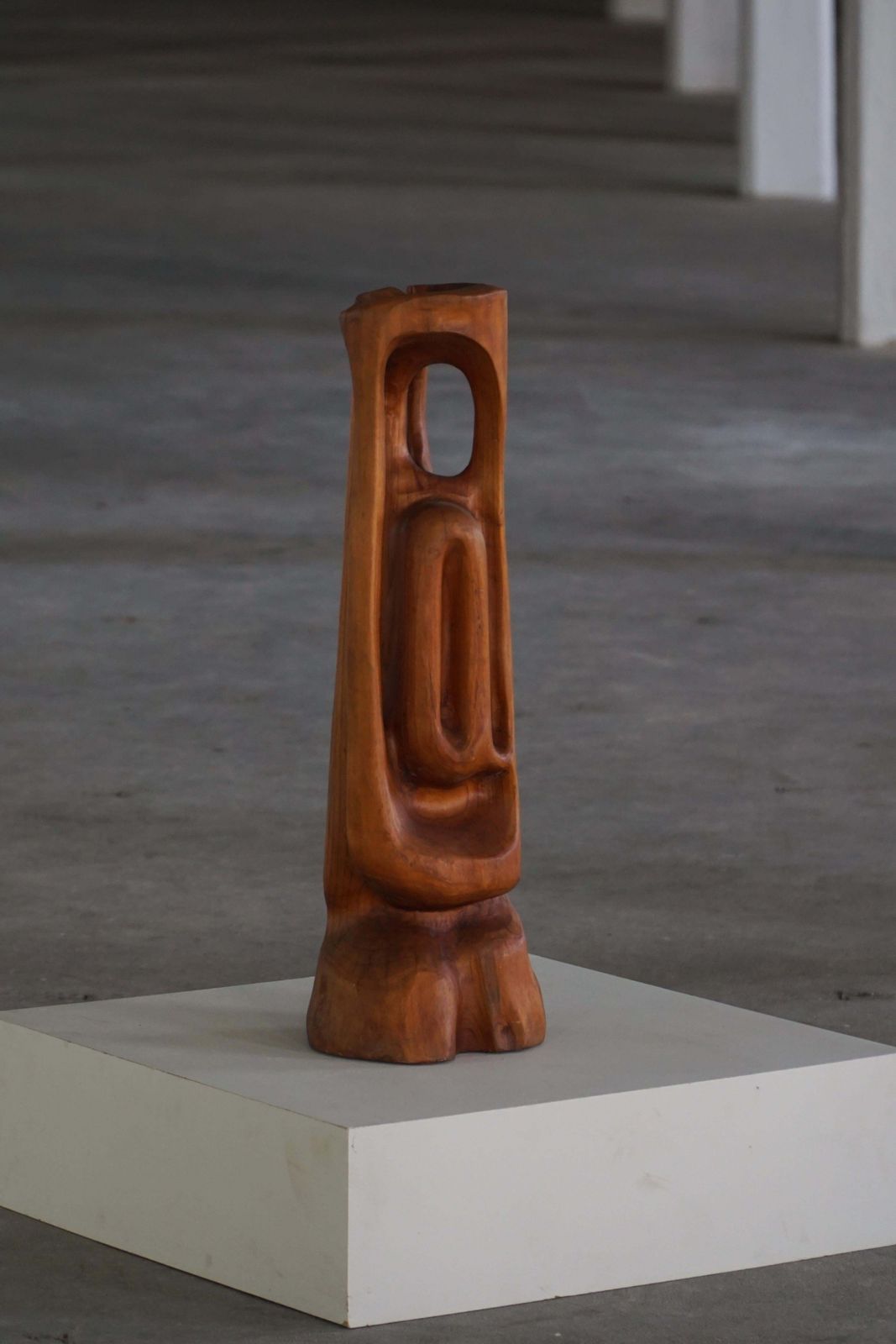 Large Wooden Sculpture "Female" By Ole Wettergren, Danish Modern, 1970s photo vintage