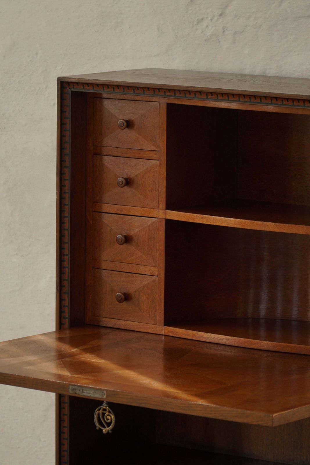 Danish Modern, Unique Handcrafted Oak Secretary Cabinet, Mid 20th Century photo vinterior