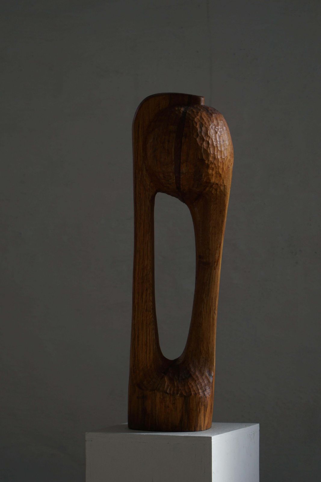 Wooden Sculpture "Den Eftertænksomme" By Ole Wettergren, Denmark, 1980s photo Art