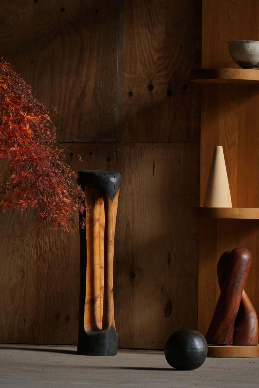 Large Wooden Sculpture "Black Elegance" By Ole Wettergren, Denmark, 1990s photo furniture