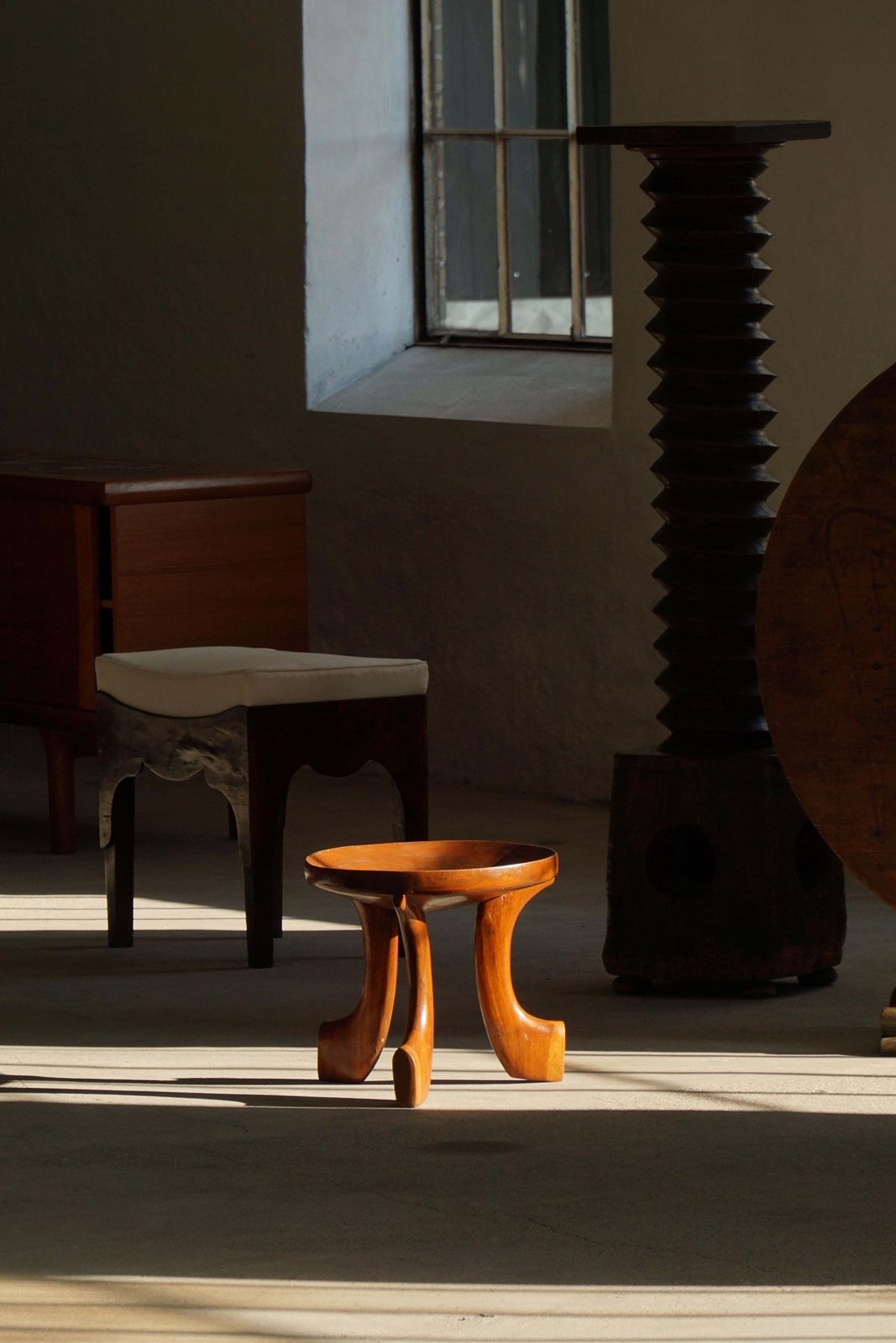 Mid 20th Century Oromo African Stool, Hand Carved Wood, Tribal Style photo furniture