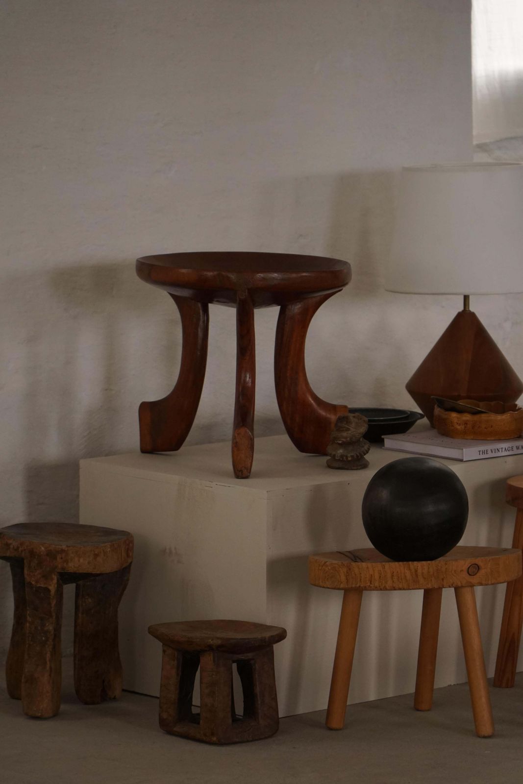 Mid 20th Century Oromo African Stool, Hand Carved Wood, Tribal Style photo Furniture