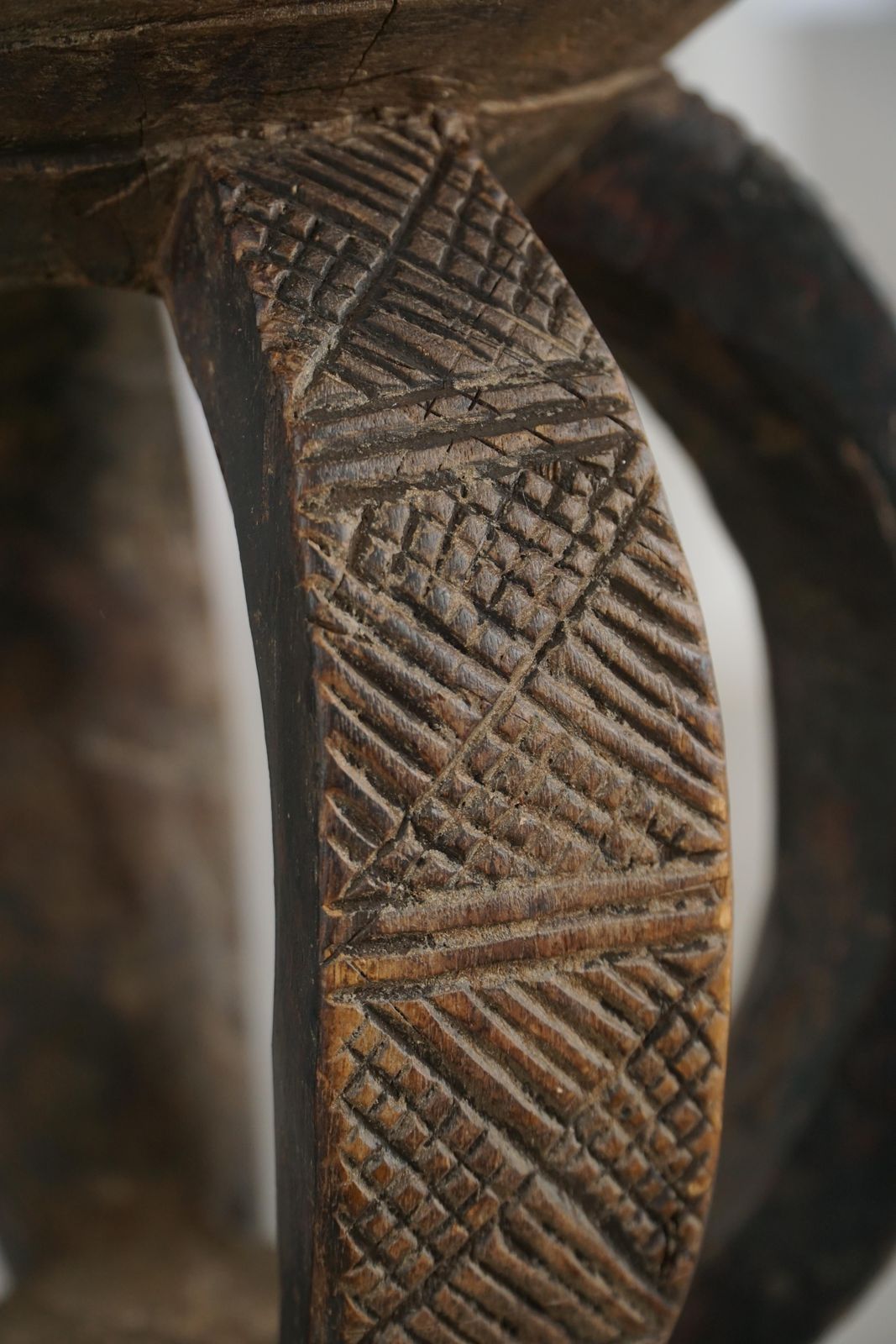 Furniture Antique Mid 20th Century African Dogon Hand Carved Wood Stool, Wabi Sabi Style photo
