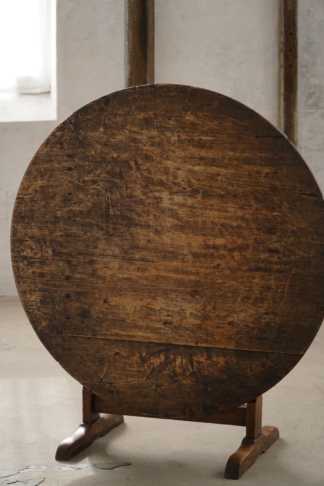 19th Century, French Provincial, Vigneron Round Tilt Top Table In Oak photo vinterior