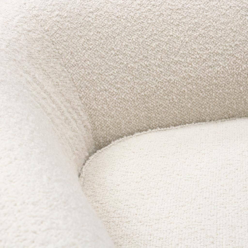 Curved Four Seat Italian Sofas With Brass Legs And Ivory Bouclé, Set Of Two photo vinterior