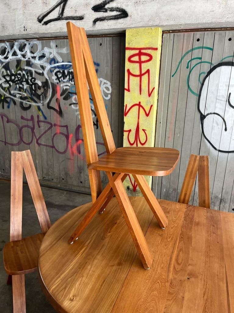 Set Of 10 "S45" Or "Chlacc" Vintage Solid Elm Dining Chairs By Pierre Chapo photo vinterior