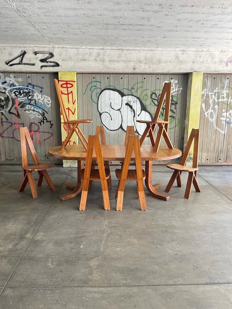 photo furniture Set Of 10 "S45" Or "Chlacc" Vintage Solid Elm Dining Chairs By Pierre Chapo