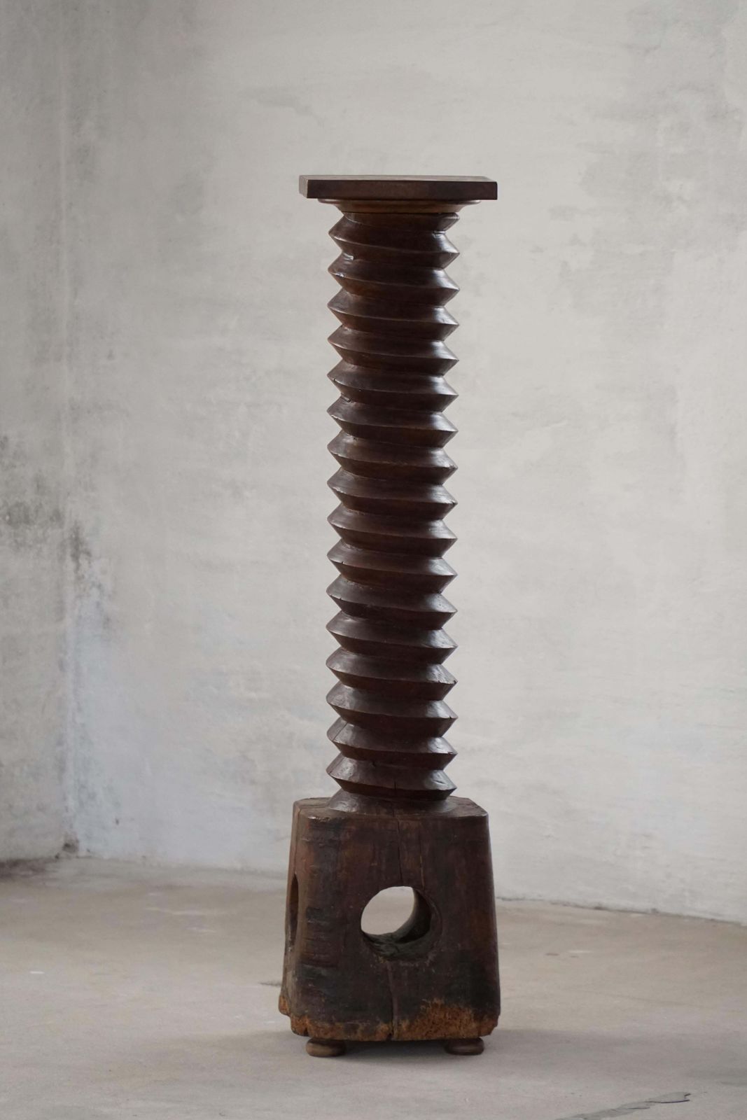 photo furniture 19th Century Large Sculptural French Solid Wood Wine Press / Pedestal