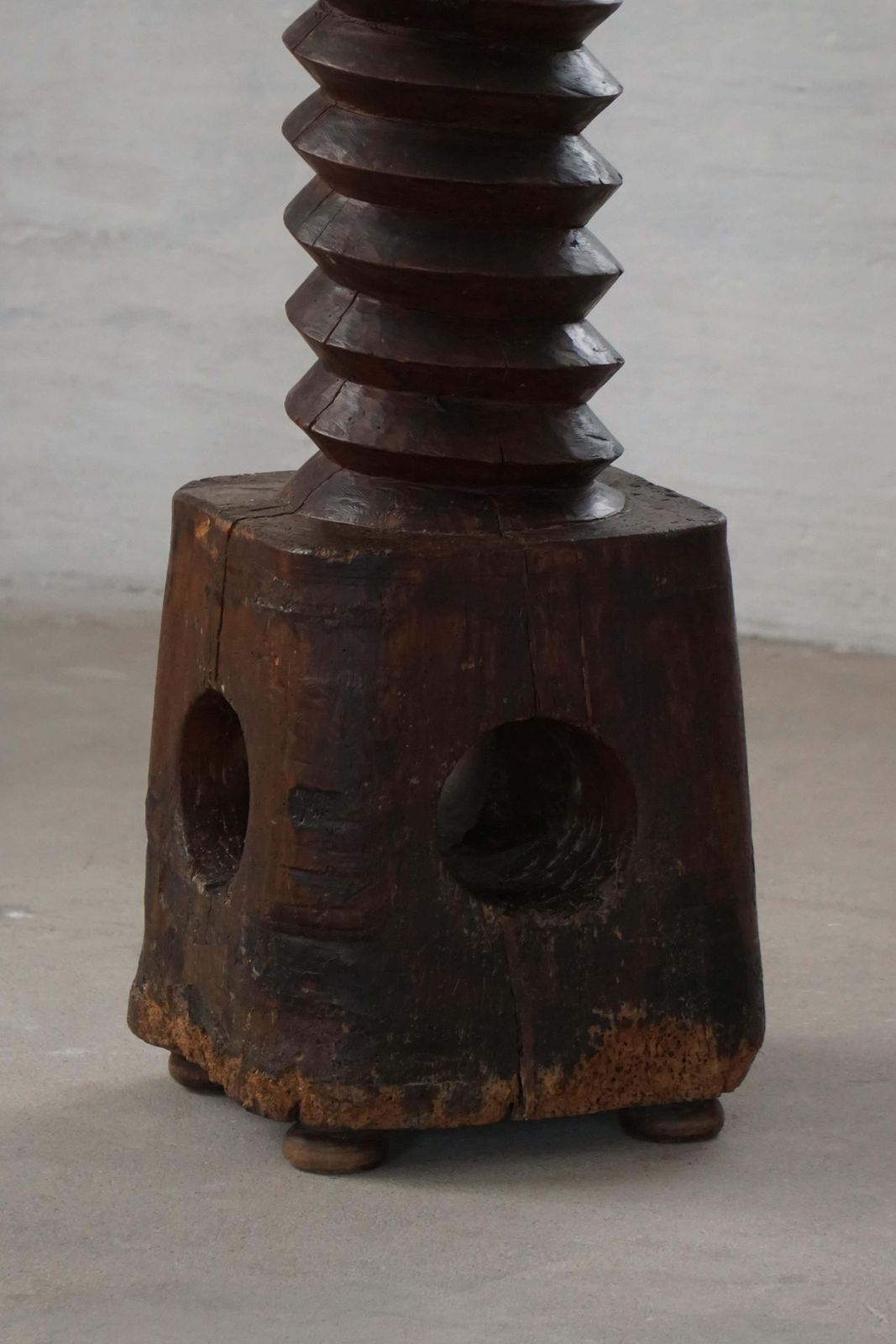 photo for sale 19th Century Large Sculptural French Solid Wood Wine Press / Pedestal