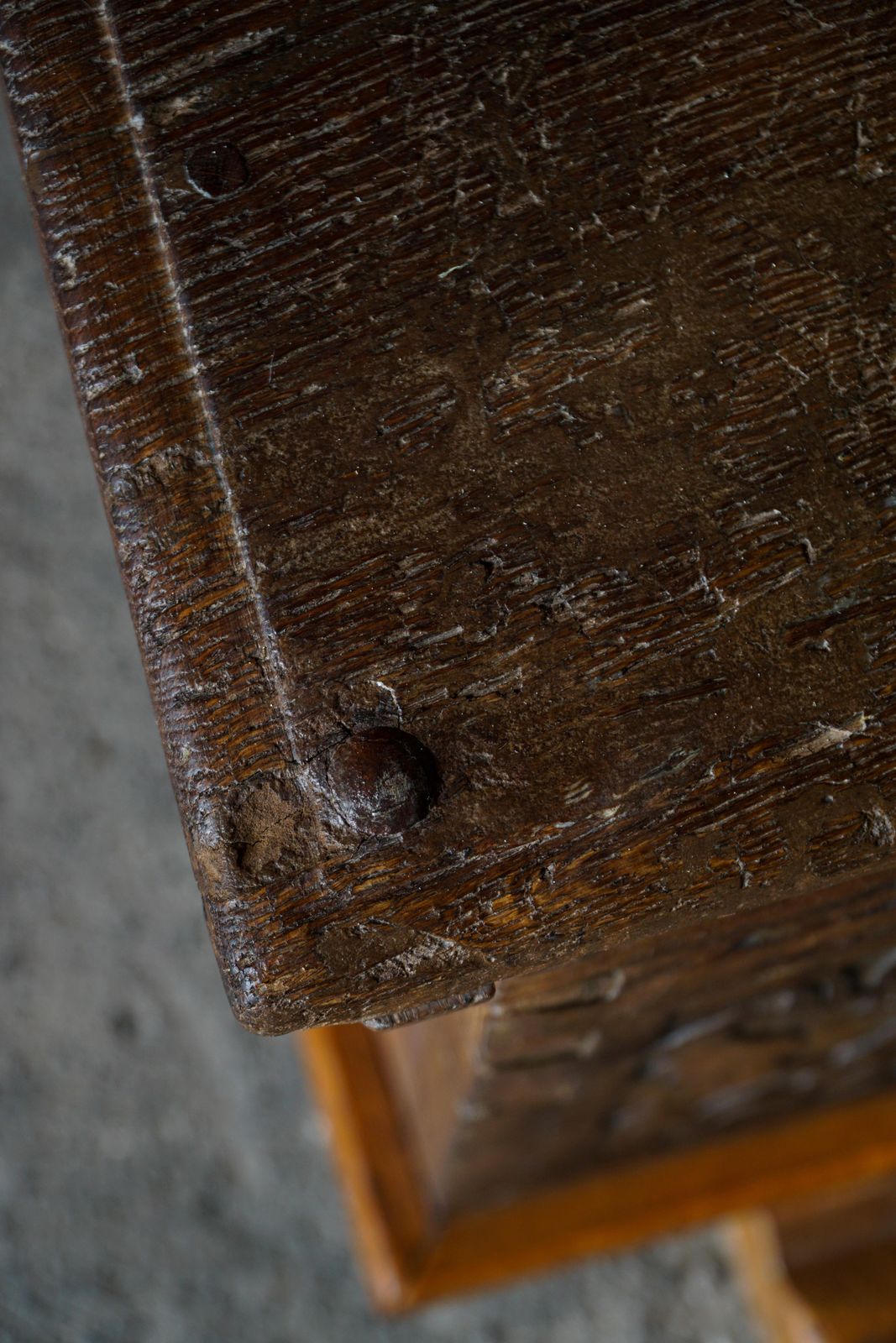 photo for sale 18th Century Scandinavian Folk Art Oak Chest With Carved Panels, Dated 1764