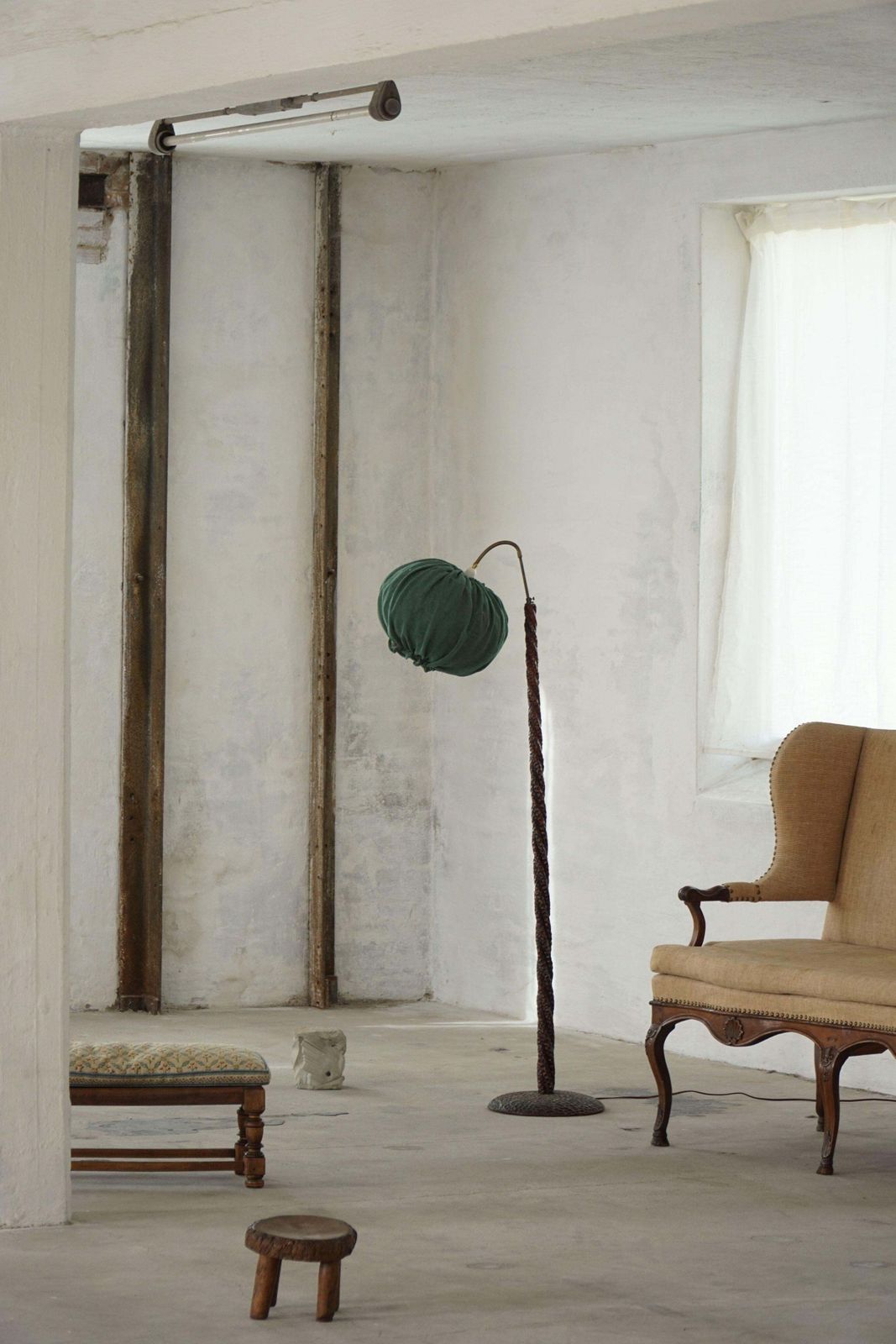 Swedish Mid Century Modern Organic Floor Lamp In Burned Wood, Wabi Sabi, 1950s photo Lighting