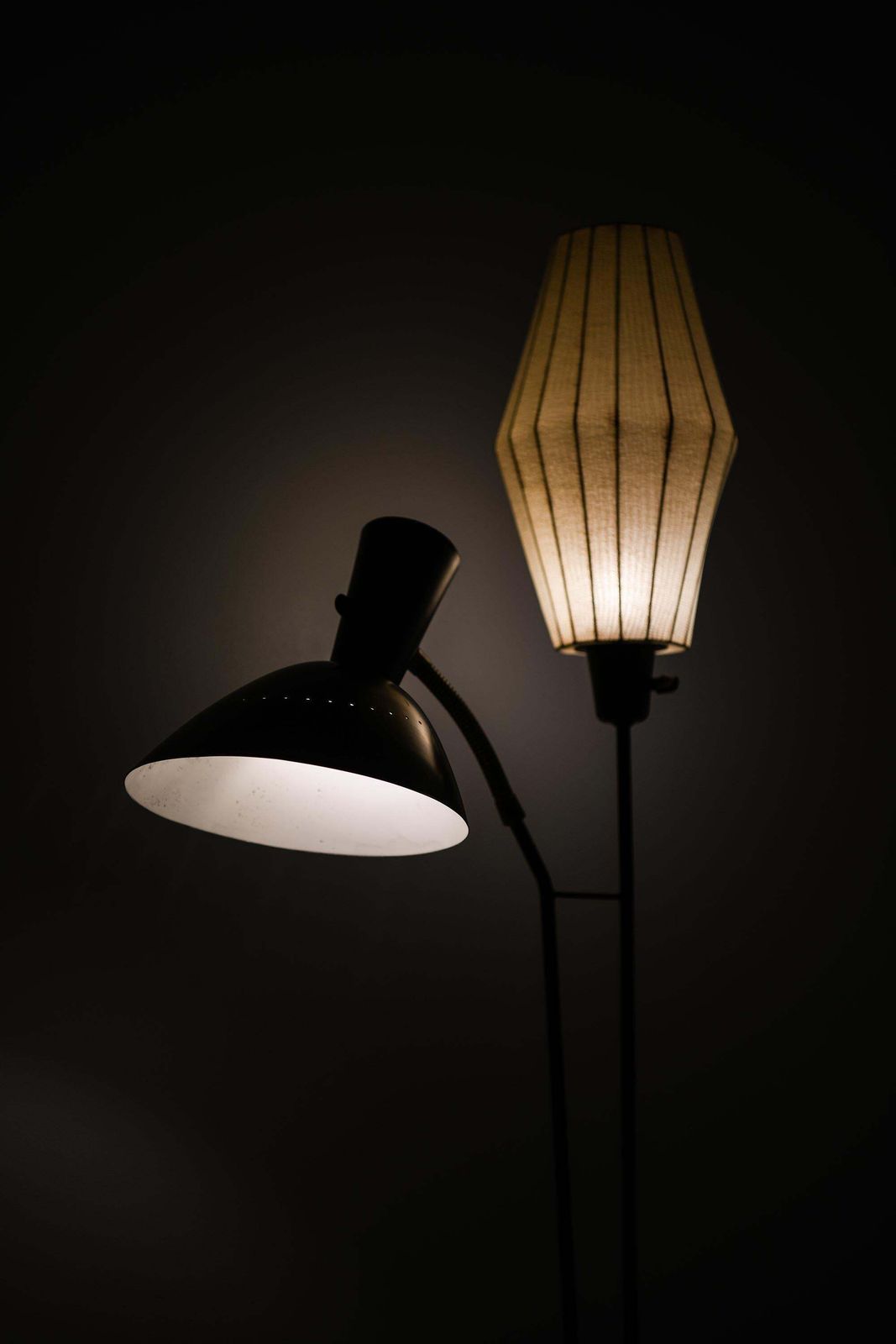 Rare Floor Lamp With Black Lacquered Metal Structure By Hans Bergström, 1950s photo 7291.0