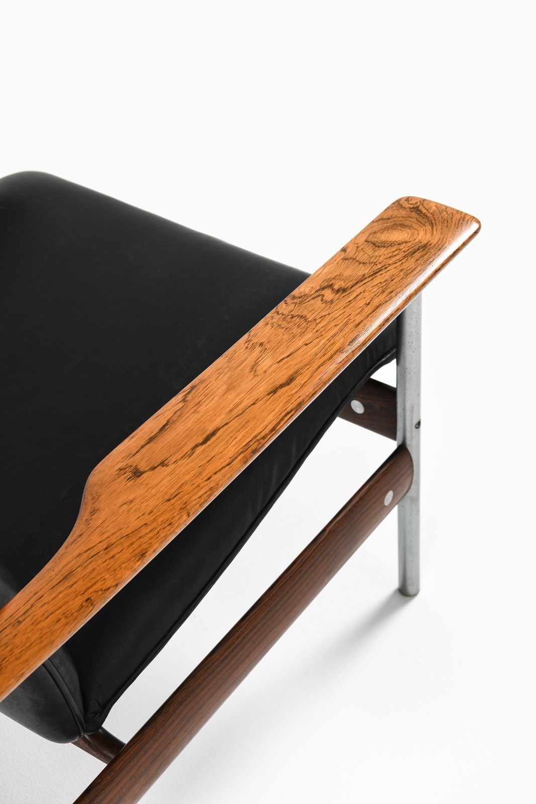 Pair Of Rare Easy Chairs With Black Leather Seat By Sven Ivar Dysthe, 1960s photo Furniture