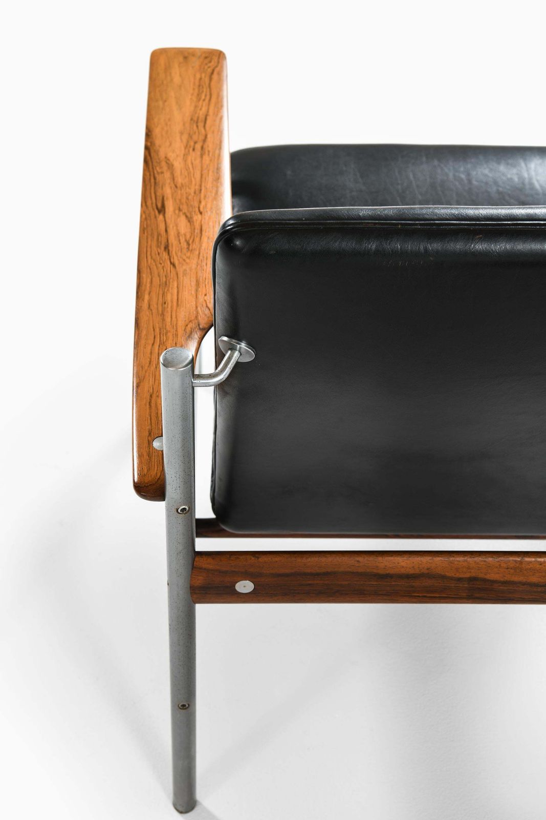 Pair Of Rare Easy Chairs With Black Leather Seat By Sven Ivar Dysthe, 1960s photo 29817.0