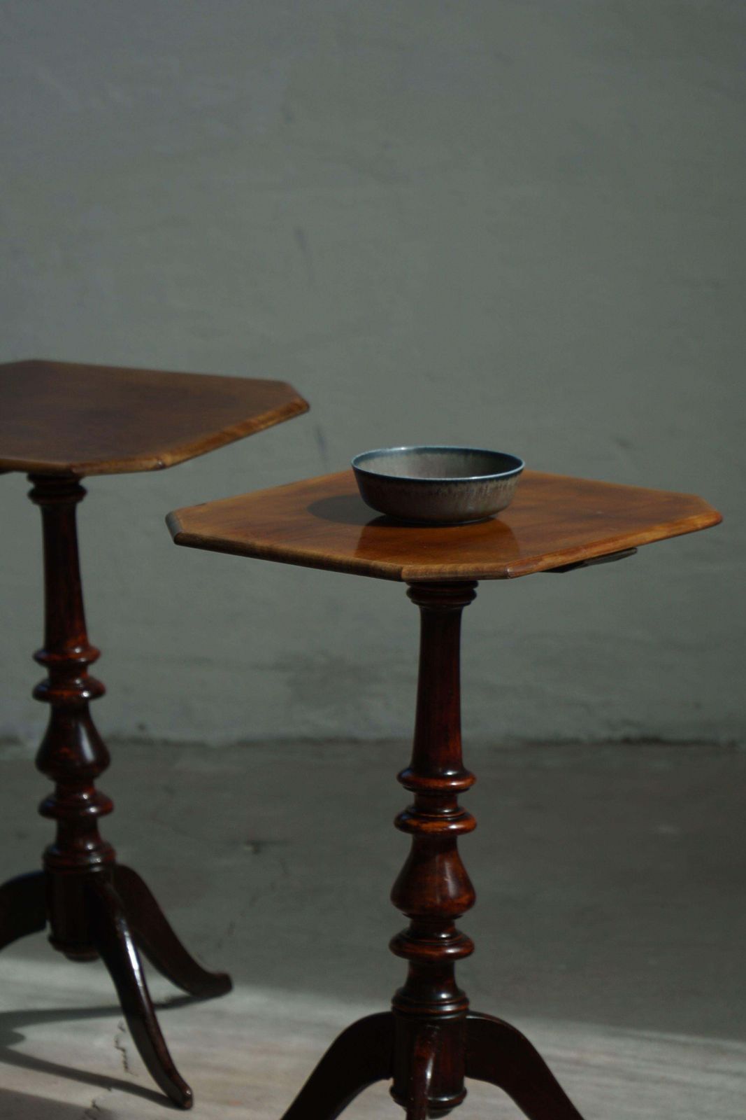 Pair Of English Side Tables / Pedestals, Nutwood, Mid Century, 1940s photo for sale