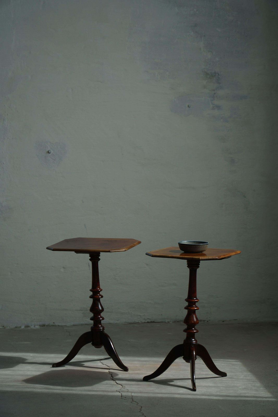 Pair Of English Side Tables / Pedestals, Nutwood, Mid Century, 1940s photo vintage
