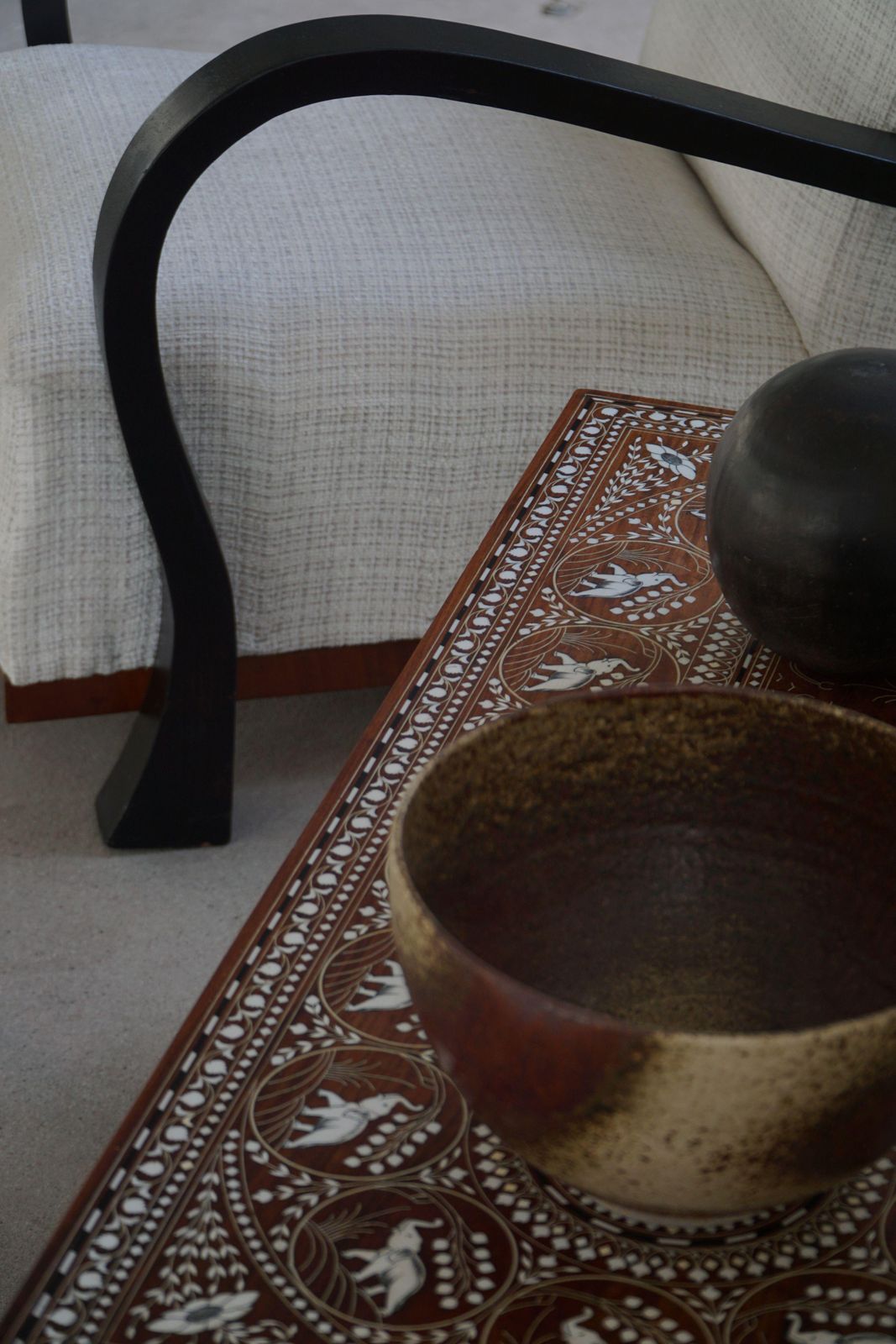 1702.0 Vintage Indian Inlaid Teak Coffee Table With Elephant Motifs, Mid 20th Century photo