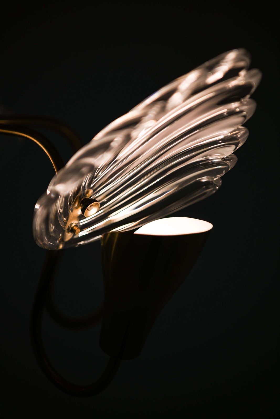 photo furniture Ceiling Lamp With Five Gracefully Curved Brass Arms By Carl Fagerlund, 1950s