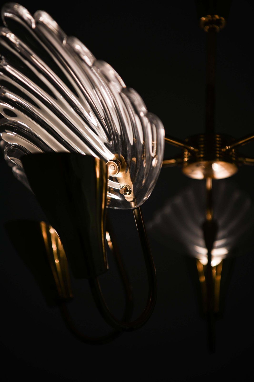 Lighting Ceiling Lamp With Five Gracefully Curved Brass Arms By Carl Fagerlund, 1950s photo