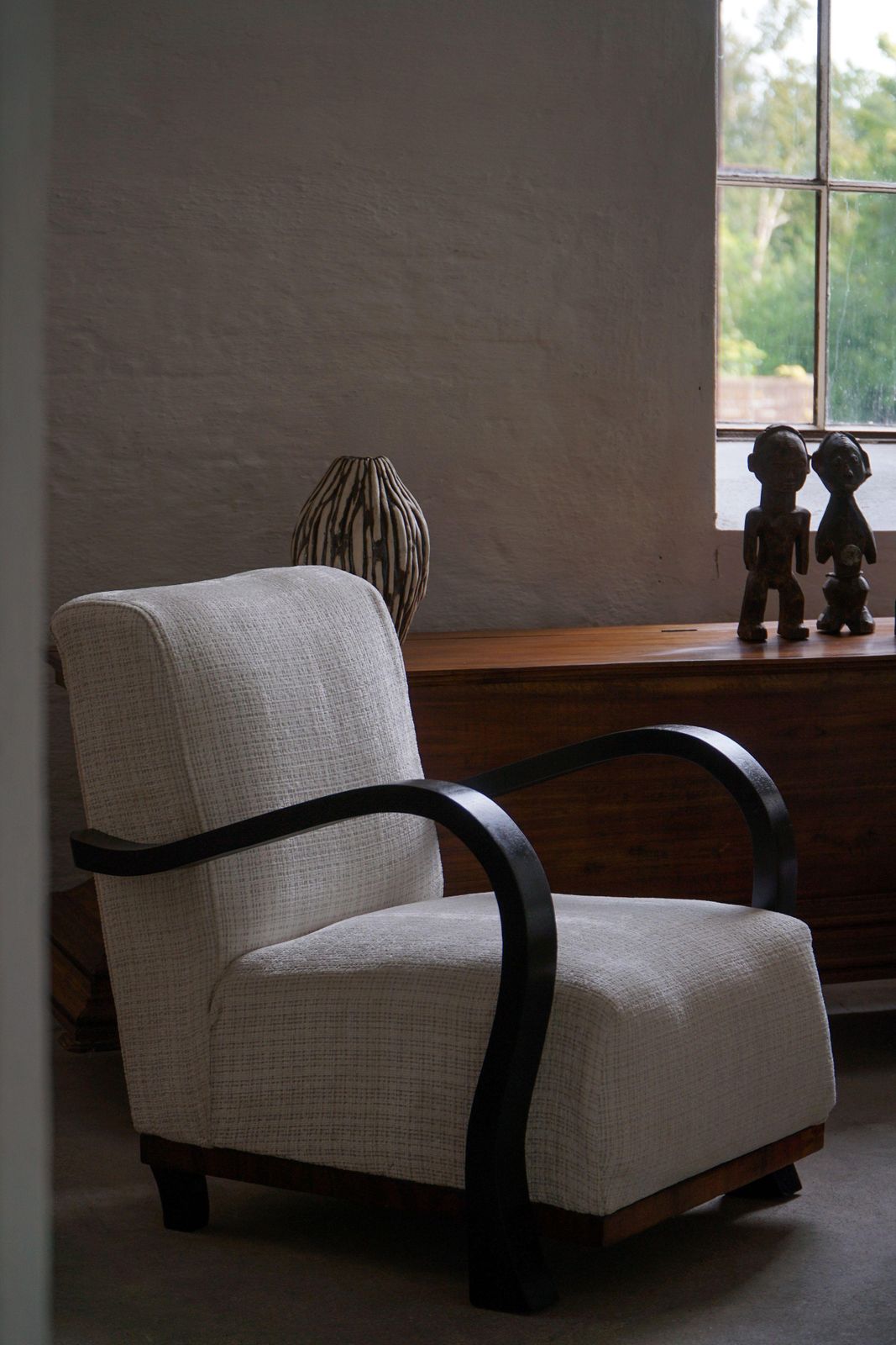 A Pair Of Swedish Art Deco Lounge Chairs With Curved Armrests, 1930s photo Furniture