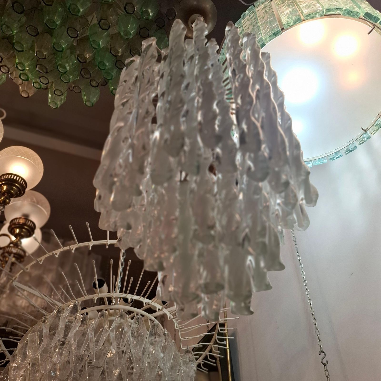 Mazzega Lampadario Murano Metallo 1960 Italy photo vinterior