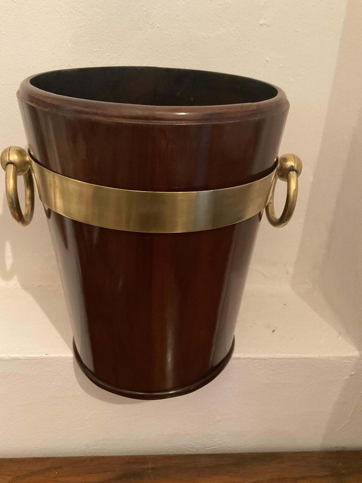 Bottle Holder Bucket In  Mahogany Wood And Brass Italy 1940 photo furniture