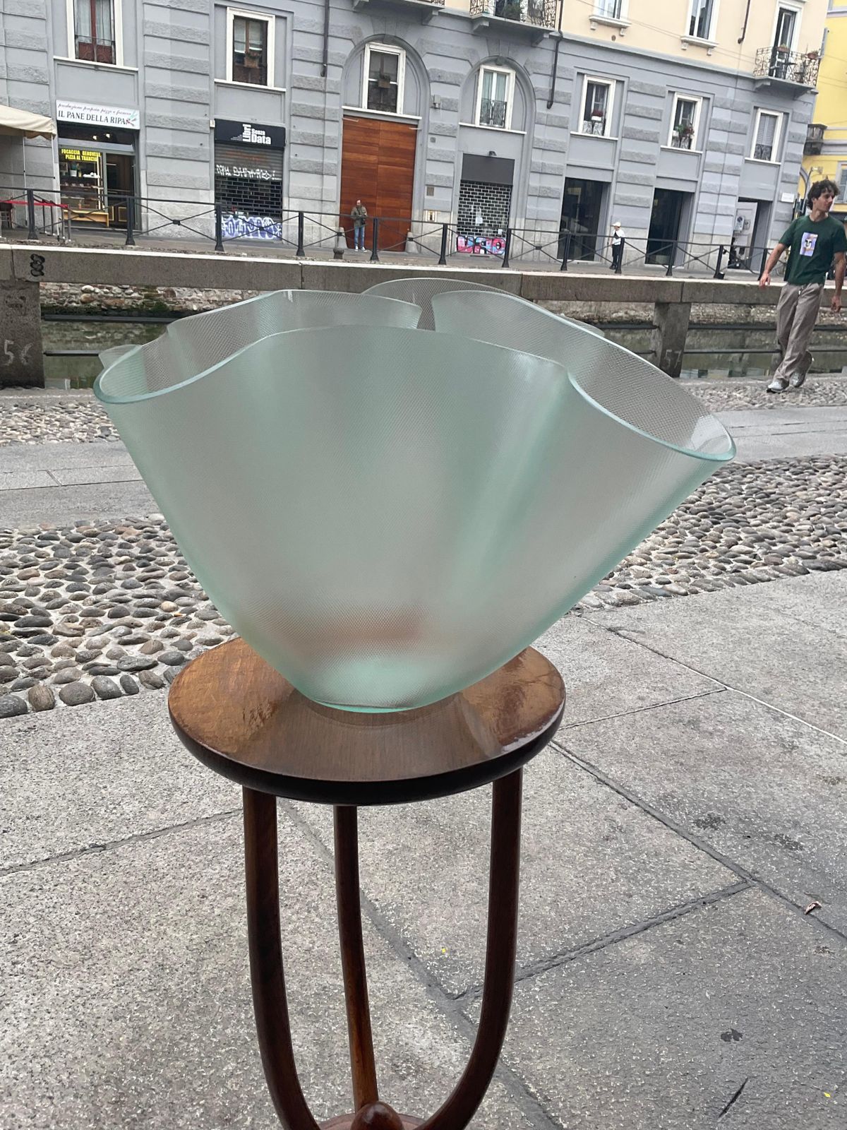 Fontanaarte   Pietro Chiesa   Vaso Modello Cartoccio In Vetro   Italia 1950. photo for sale