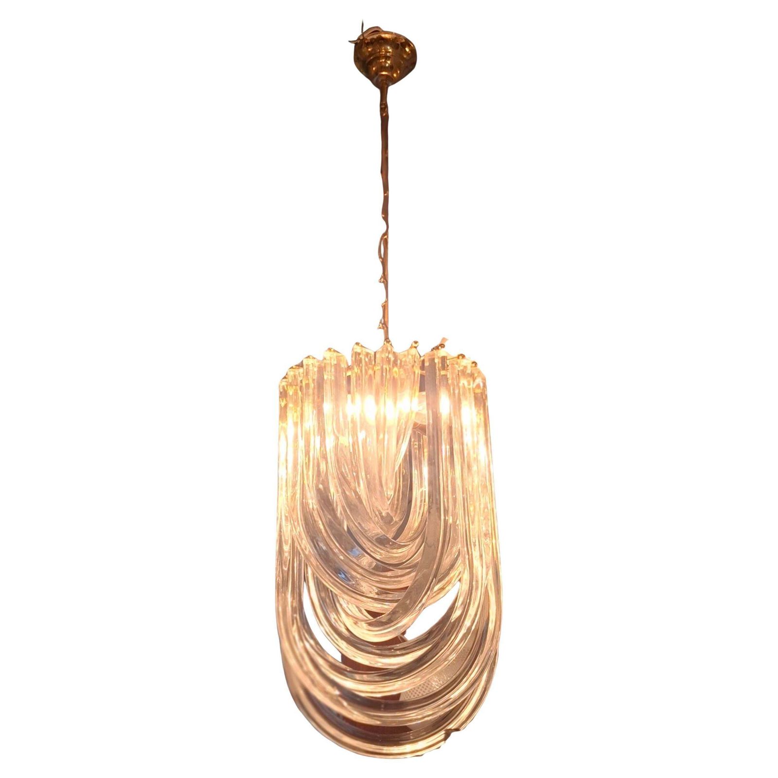Venini Chandelier Murano Glass Brass 1970 Italy