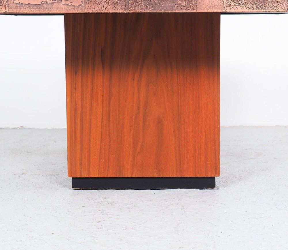 photo for sale Coffee Table In Copper And Teak By Heinz Lilienthal, 1970s
