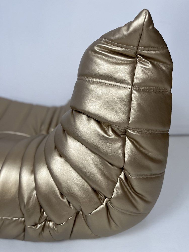 Golden Togo Lounge Chair By Michel Ducaroy For Ligne Roset photo for sale