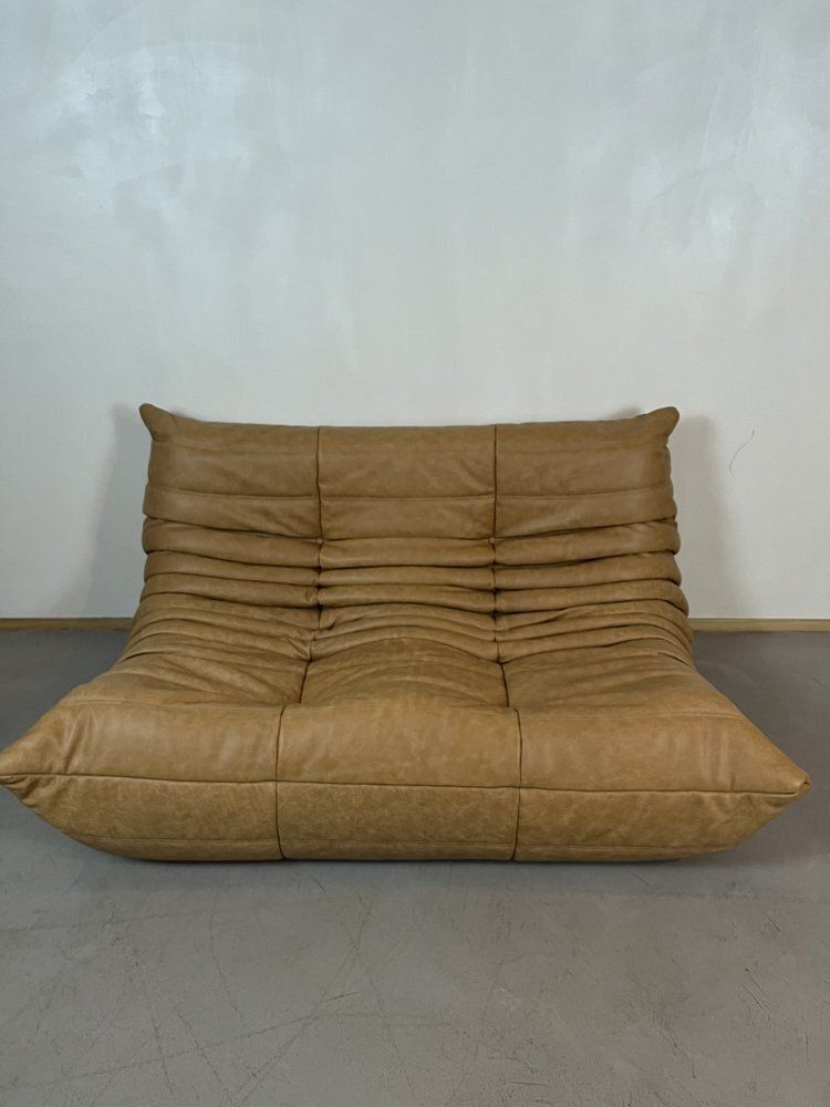 Camel Leather Togo Sofa Set By Michel Ducaroy For Ligne Roset, Set Of 5 photo 11505.0